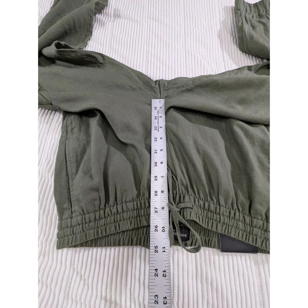 Banana Republic Pants Womens Petite S Green Linen Cargo Jogger Pull On Casual